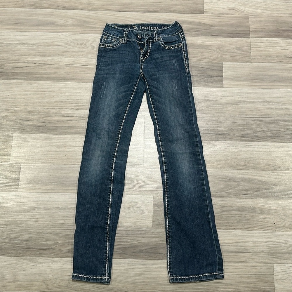 L.A. IDOL Little Girl’s Studded Bedazzled Pockets Jeans 10 NC0076